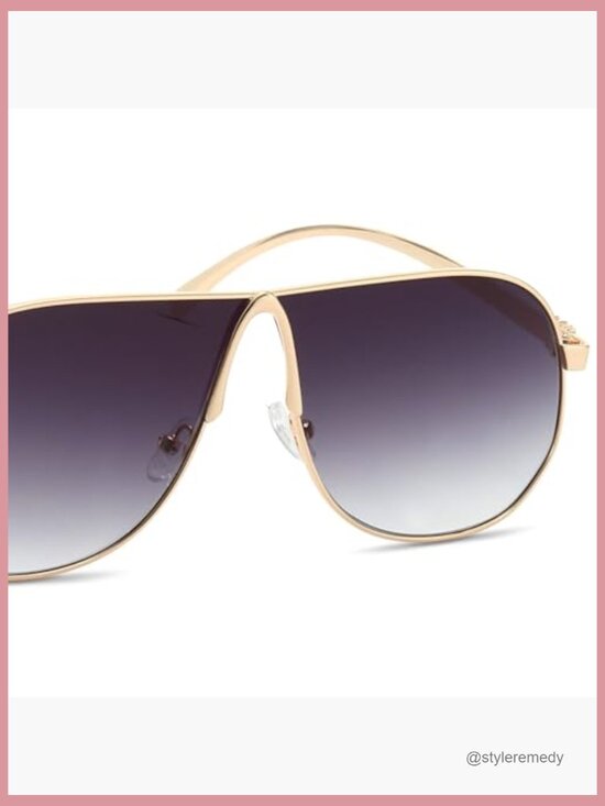Retro 70s Oversized Aviator Sunglasses, Metal Frame, UV400 Protection main image 6